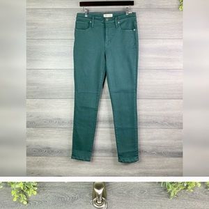 Madewell. Smoky spruce sateen skinny jeans 29